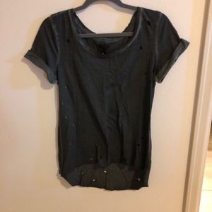 Pre-torn Cuffed Grey T-Shirt - Size M